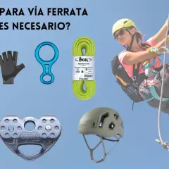Material de escalada: arnés, mosquetones, guantes, descendedor, cuerda y casco. ¡Todo lo necesario para tu aventura!