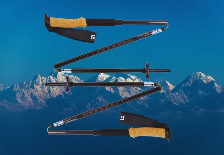Bastones de trekking plegables, ideales para elegir tu equipo de montaña.