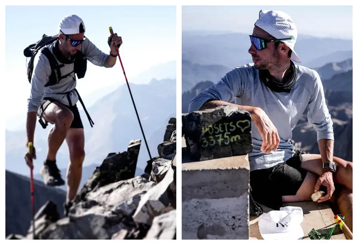 Kilian Jornet en los Pirineos, escalando el Posets a 3375m.